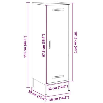 vidaXL Hoge kast 36x39x113 cm staal mosterdgeel