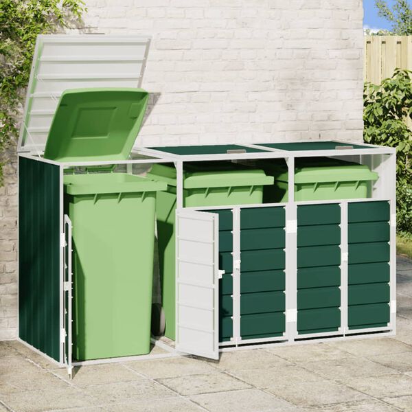 vidaXL Containerberging voor 3 containers 216x81x115 cm staal groen