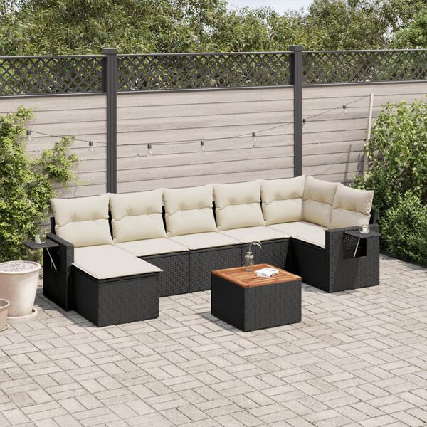 vidaXL 8-delige Loungeset met kussens poly rattan zwart