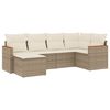 vidaXL 6-delige Loungeset met kussens poly rattan beige
