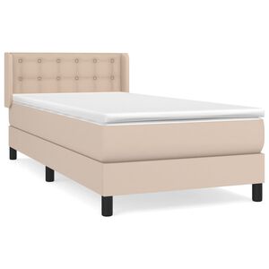vidaXL Boxspring met matras kunstleer cappuccinokleurig 90x200 cm