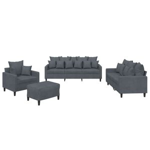vidaXL 4-delige Loungeset met kussens fluweel donkergrijs