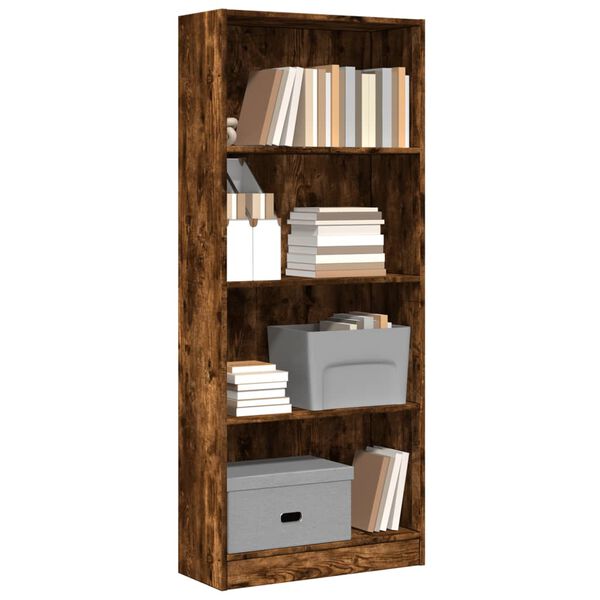 vidaXL Boekenkast 60x24x143 cm bewerkt hout gerookt eikenkleurig