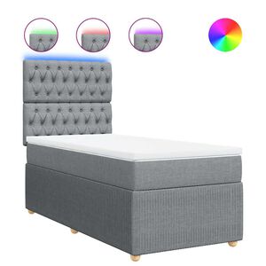vidaXL Boxspring met matras stof lichtgrijs 80x200 cm