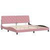 vidaXL Bedframe met LED zonder matras fluweel roze 200x200 cm