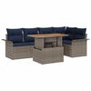 vidaXL Tuinbankenset met kussen 6 pcs Grijs en Marineblauw poly rattan