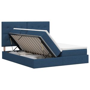 vidaXL Opslag bed met hoofdeinde met opslag Blauw 200 x 200 cm Stof