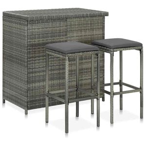 vidaXL 3-delige Barset poly rattan grijs