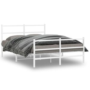 vidaXL Bedframe met hoofd- en voeteneinde&nbsp;metaal wit 140x190 cm