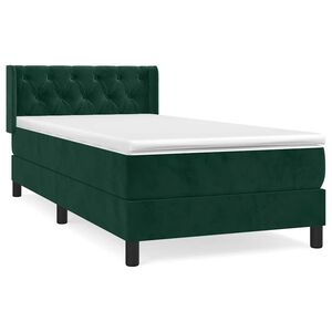 vidaXL Boxspring met matras fluweel donkergroen 80x200 cm