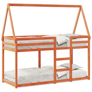 vidaXL Stapelbed met dak massief grenenhout wasbruin 80x200 cm