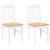vidaXL Eetkamerstoelen met kussens 2 st massief hout rubber wit