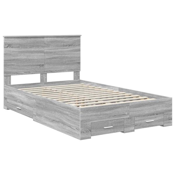 vidaXL Bedframe met hoofdeinde Grijs Sonoma 120 x 190 cm Bewerkt hout