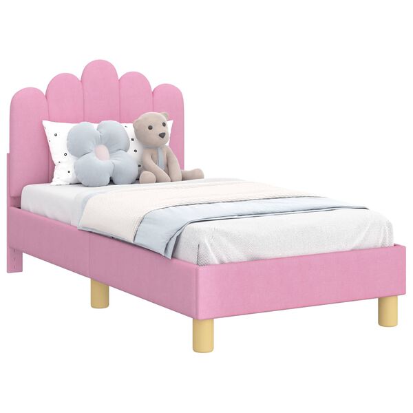 vidaXL Peuterbedframe met hoofdbord Roze 70 x 140 cm Stof