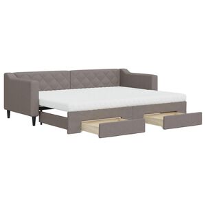 vidaXL Slaapbank met onderschuifbed en lades 80x200 cm stof taupe