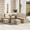 vidaXL Tuin Sofa Set met kussen met opslag Beige Poly riet