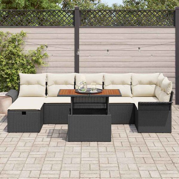 vidaXL Tuin Sofa Set 8 pcs Zwart poly rattan