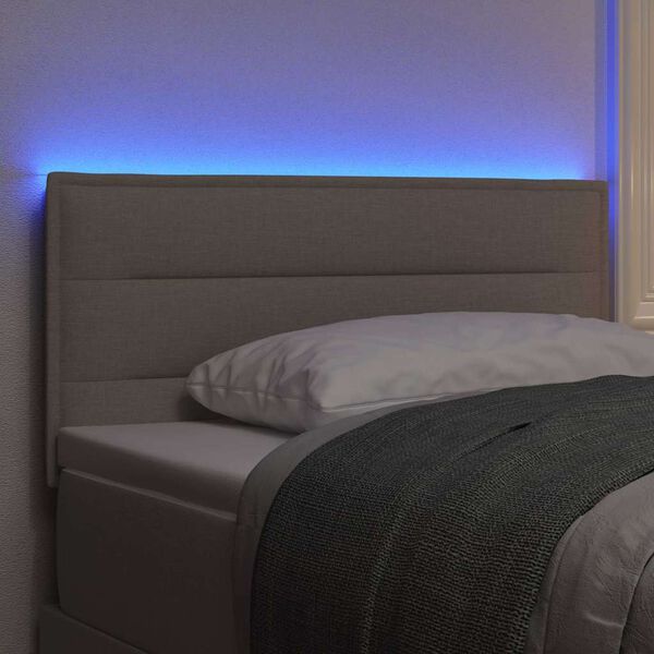 vidaXL LED Hoofdbord met LED-striplichten Taupe 100 cm Polyester