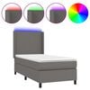 vidaXL Boxspring met matras en LED kunstleer grijs 90x200 cm