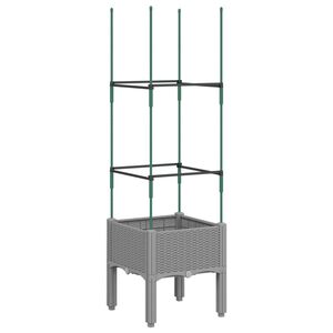 vidaXL Plantenbak met latwerk 40x40x142,5 cm polypropeen lichtgrijs