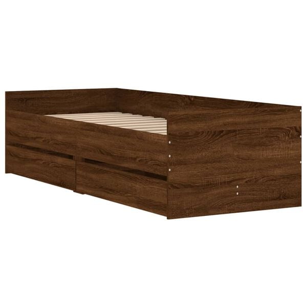 vidaXL Bedframe met lades bruin eikenkleur 75x190 cm Small Single