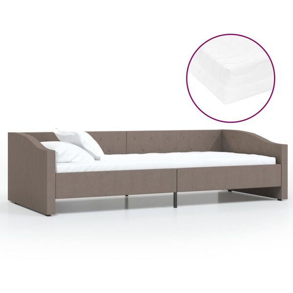 vidaXL Slaapbank met matras en USB stof taupe 90x200 cm