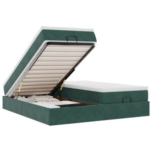 vidaXL Ottoman bed met matrassen 180x200cm fluweel donkergroen