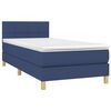 vidaXL Boxspring met matras en LED stof blauw 90x200 cm