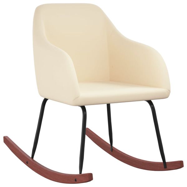 vidaXL Schommelstoel fluweel cr&egrave;mekleurig