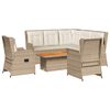 vidaXL 6-delige Loungeset met kussens poly rattan beige
