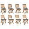 vidaXL Opklapbare stoelen met kussens, 8 stuks, gemaakt van massief acaciahout.