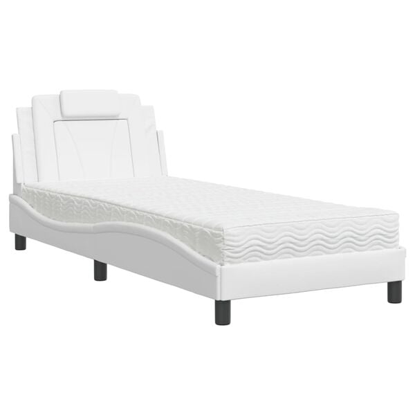vidaXL Bed "Viana" met matras kunstleer wit 80x200 cm