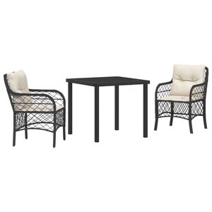 vidaXL Tuin eettafelset met kussen 7 pcs Beige poly rattan