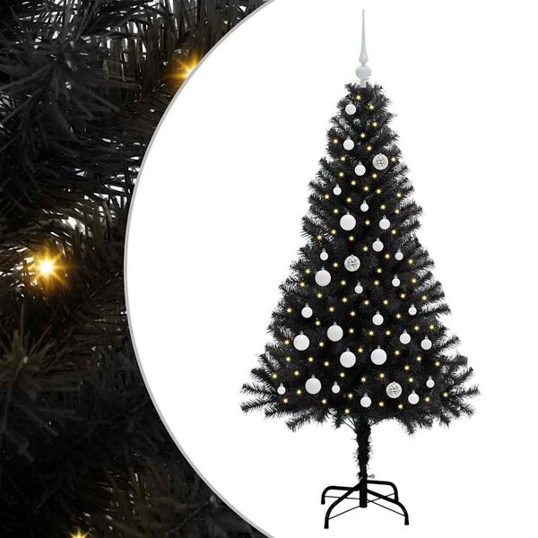 vidaXL Kerstboom met 150 LED met standaard Zwart 150 cm PVC
