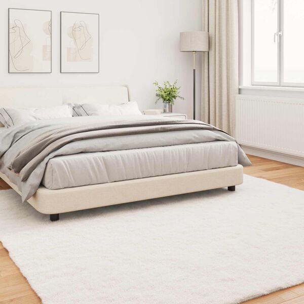 vidaXL Antislip neplederen konijnenbont vloerkleed Olite Cr&egrave;me