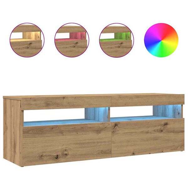 vidaXL Tv-meubel met LED 120x35x40 cm bewerkt hout artisanaal eiken