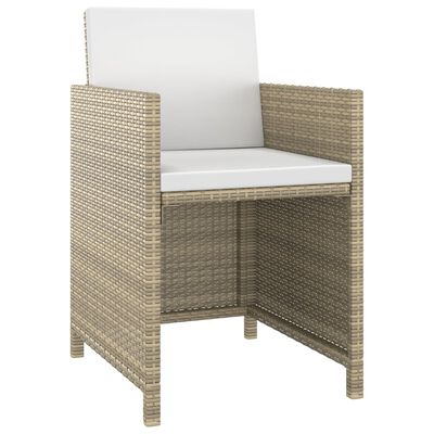 vidaXL 5-delige Tuinset met kussens poly rattan beige