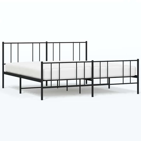 vidaXL Bedframe met hoofd- en voeteneinde metaal zwart 193x203 cm