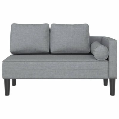 vidaXL Chaise longue met kussens stof lichtgrijs