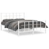 vidaXL Bedframe met hoofd- en voeteneinde metaal wit 135x190 cm