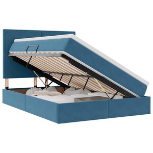 vidaXL Opbergbed met LED met matras Donkerblauw 140 x 200 cm Fluweel