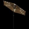 vidaXL Parasol met LED's en stalen paal 225x225x212 cm taupe