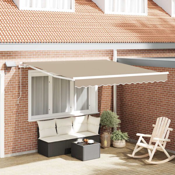 vidaXL Inklapbaar Zonnescherm met Beige 300 x 250 cm Stof