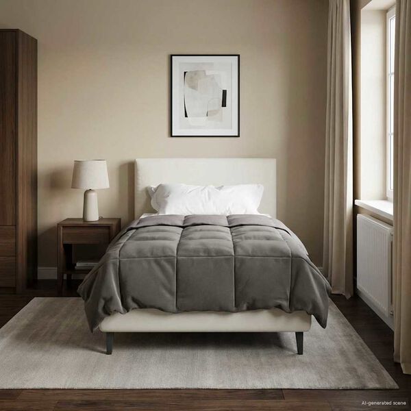 vidaXL Zomer Dekbed Gekwilt Lichtgrijs 135 x 200 cm Microfiber