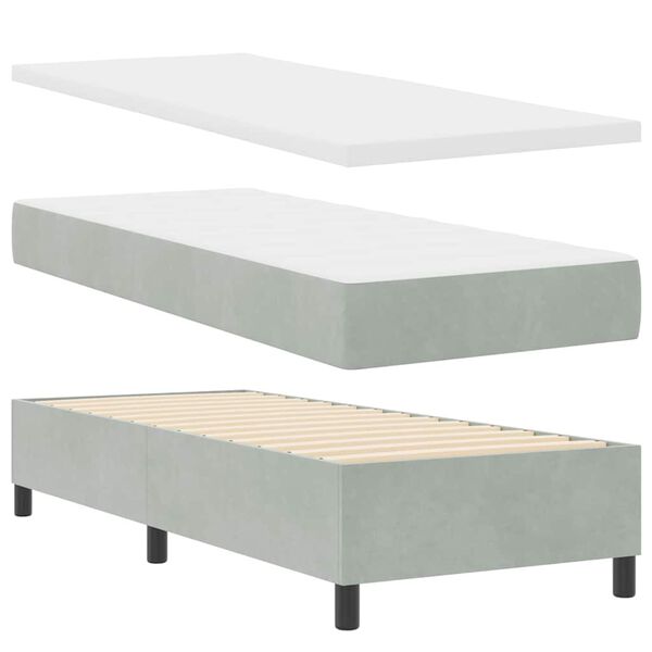 vidaXL Boxspringbed met hoofdeinde Lichtgrijs 80 x 200 cm Fluweel