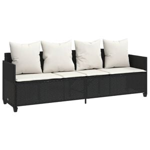 vidaXL Ligbed met kussens poly rattan zwart