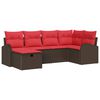 vidaXL Tuin Sofa Set met kussen met opslag 6 pcs Bruin poly rattan