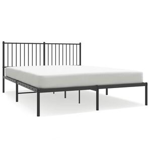 vidaXL Bedframe met hoofdbord metaal zwart 160x200 cm