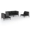 vidaXL 4-delige Loungeset met kussens poly rattan donkergrijs