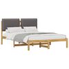 vidaXL Bedframe met gestoffeerd hoofdbord Whitewash en lichtgrijs
